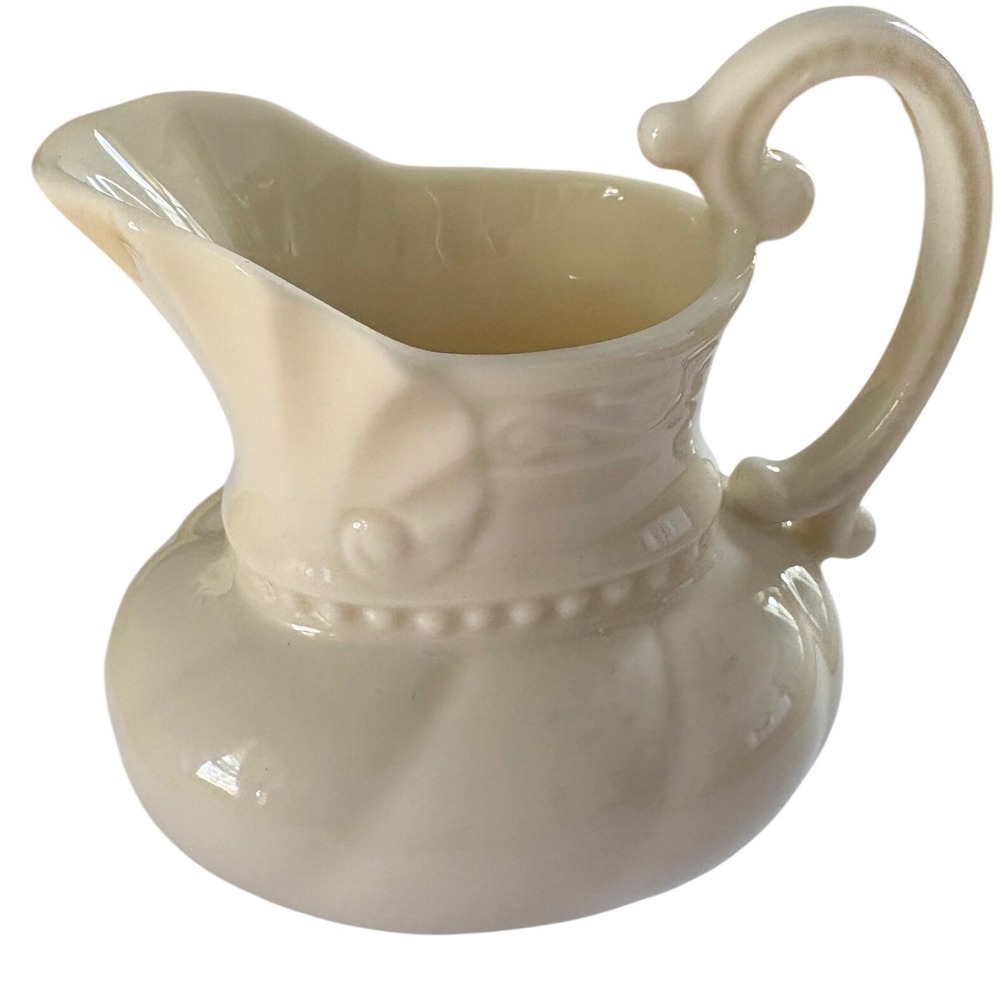Lenox Ivory Fine China Creamer Pitcher Dimension Scalloped Beaded Farmhouse